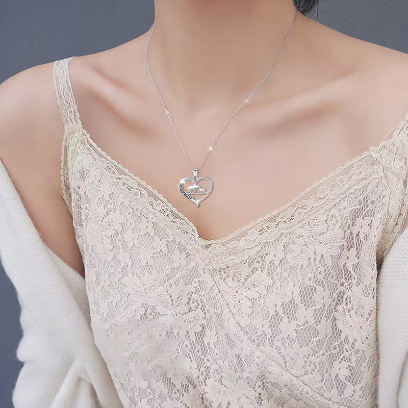 2023 New Fashion Mama Bear Crystal Heart Pendant Necklace